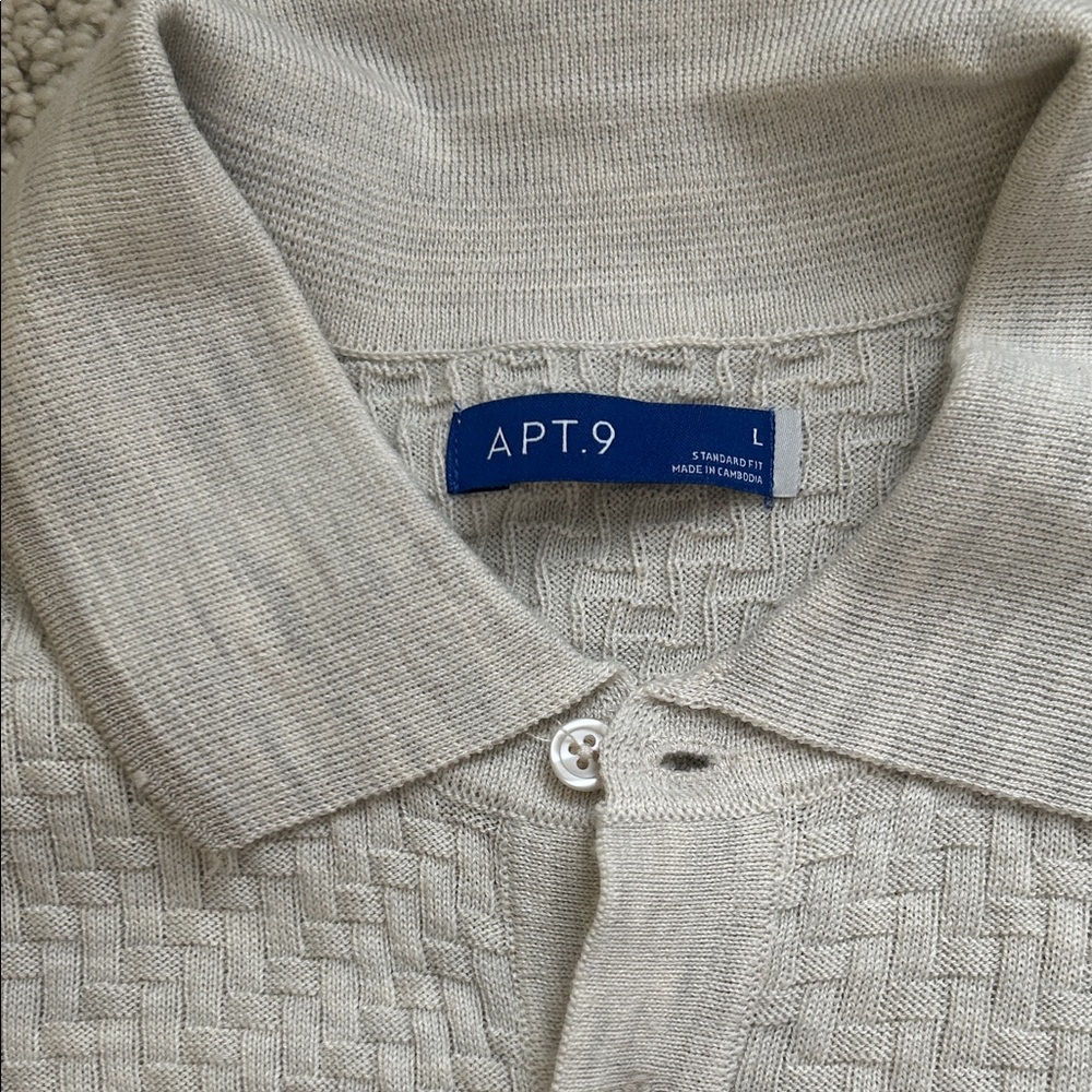 Apt. 9 Men's Long Sleeve Knit Polo in Light Beige - Picture 2 of 4